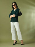 Myshka Women's Green Embellished Cotton Regular Party Tunic | Grocsy