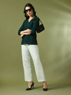 Myshka Women's Green Embellished Cotton Regular Party Tunic | Grocsy