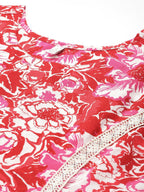 Ahalyaa Women's Traditional wear Kurta Set - Red | Grocsy