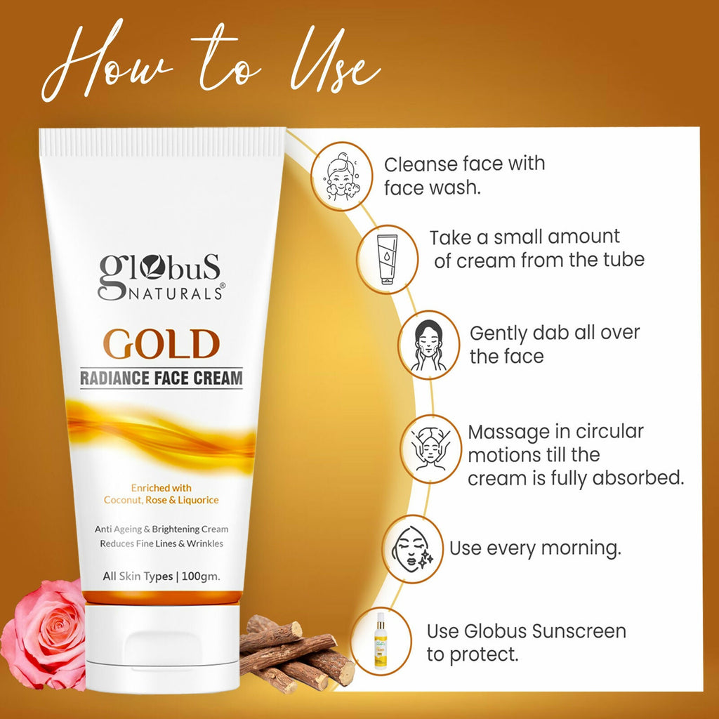 Globus Naturals Gold Radiance Anti Ageing & Brightening Face Cream | Grocsy