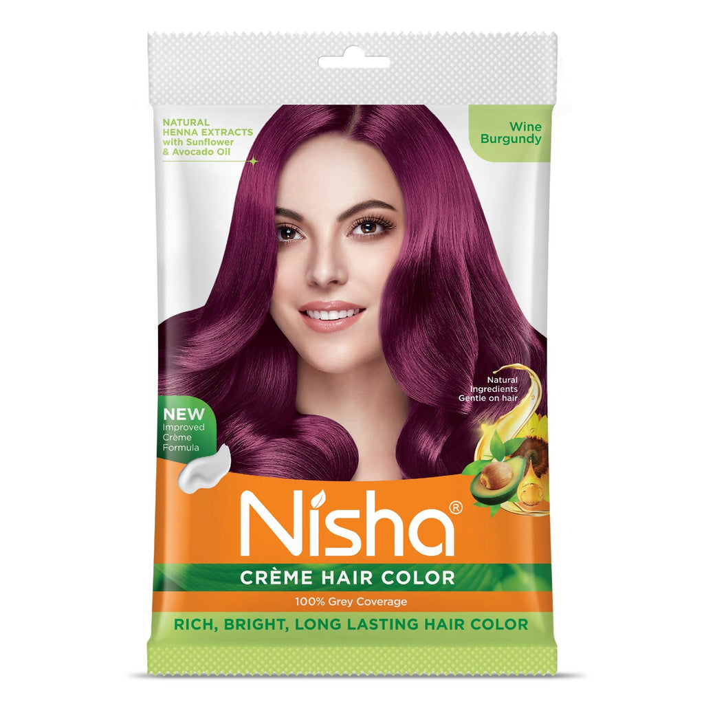 Nisha Creme Hair Color for Women - Wine Burgundy | Grocsy