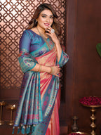 Aastha Fashion Orange Tissue Silk Weaving Saree | Grocsy