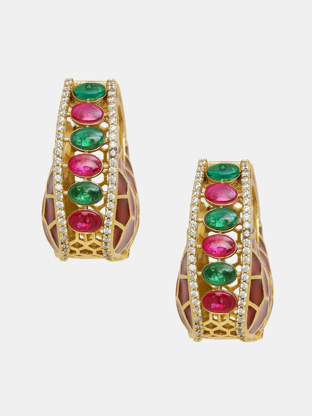 Ruby Raang Gold Polished Kundan Work Multi Loops | Grocsy