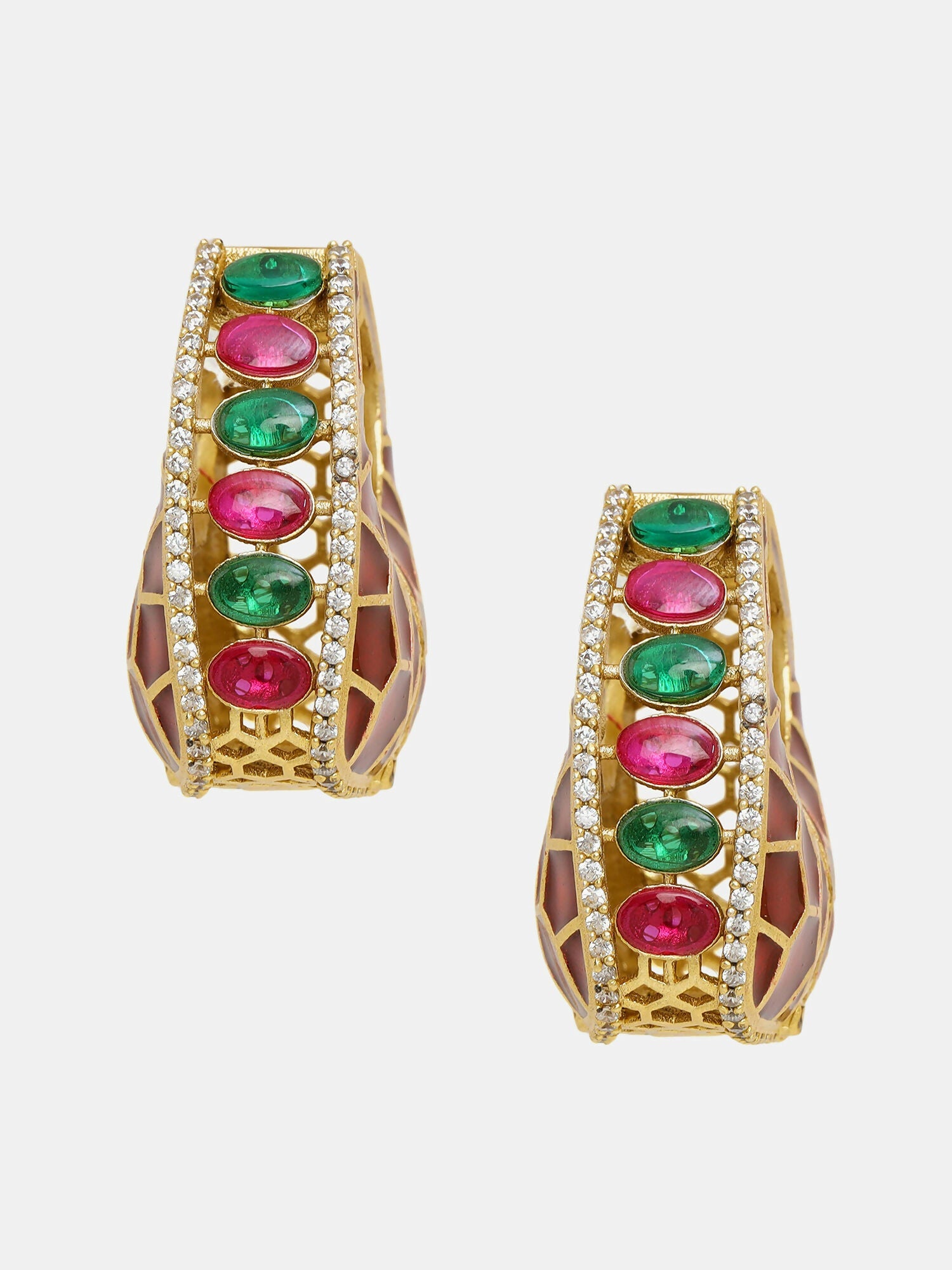 Ruby Raang Gold Polished Kundan Work Multi Loops | Grocsy