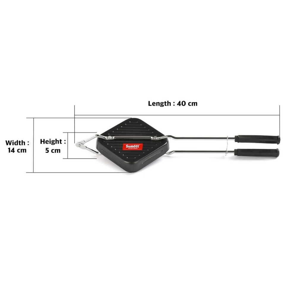 Sumeet Aluminium Nonstick Grill Gas Sandwich Toaster - Black | Grocsy