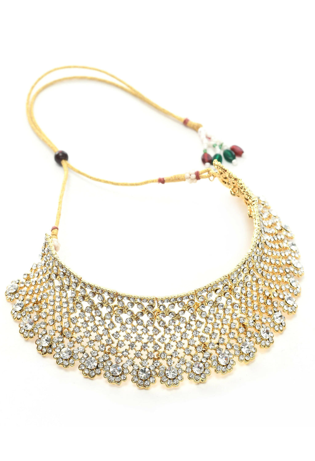 Mominos Fashion Johar Kamal Traditional Rajwadi Design Heavy Golden Colour Necklace Set | Grocsy