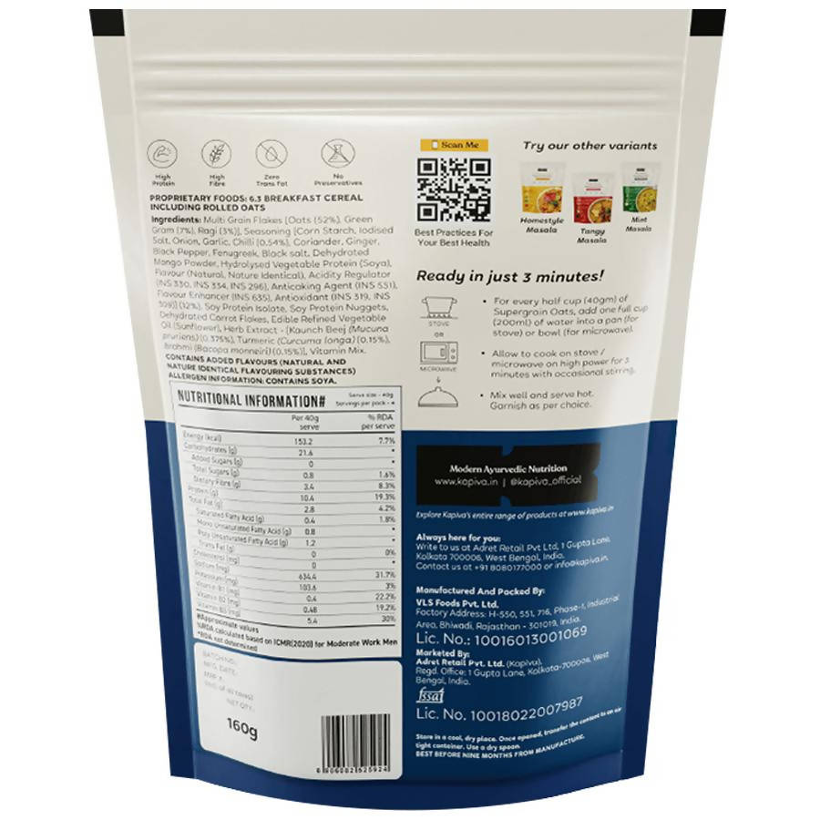 Kapiva Ayurveda Tadka Masala Supergrain Oats | Grocsy