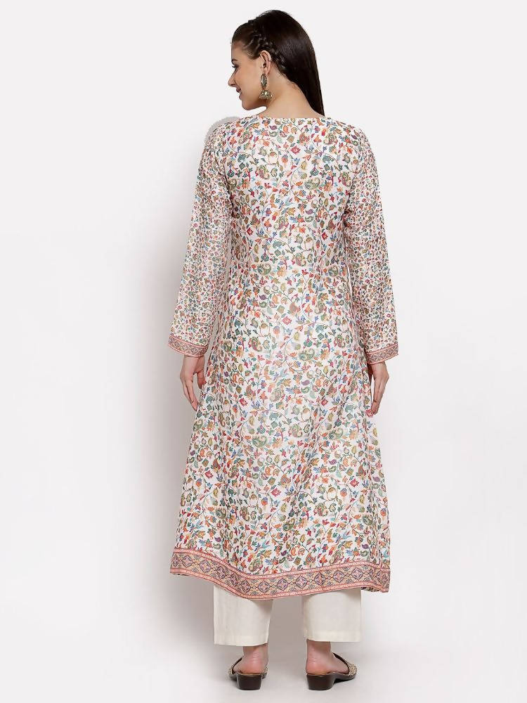 Myshka Women's Multi Cotton Printed Full Sleeve Round Neck Casual Kurta | Grocsy
