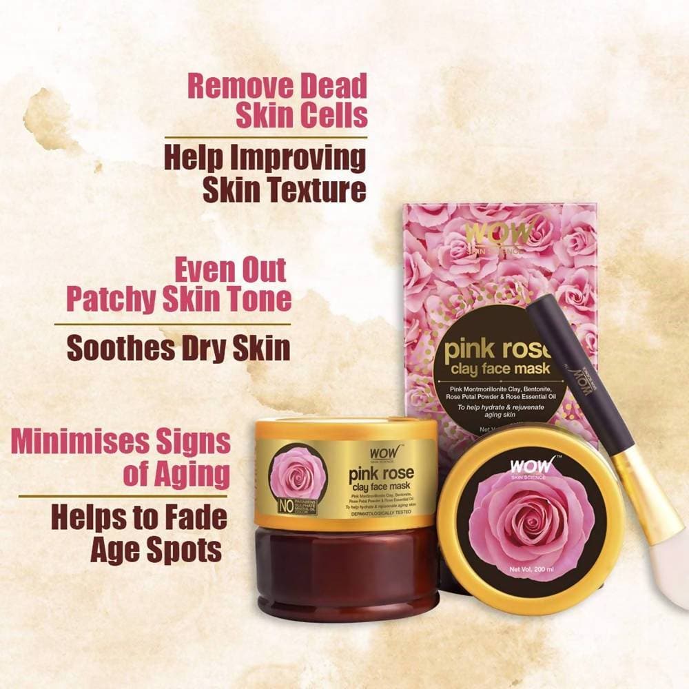 Wow Skin Science Pink Rose Clay Face Mask | Grocsy