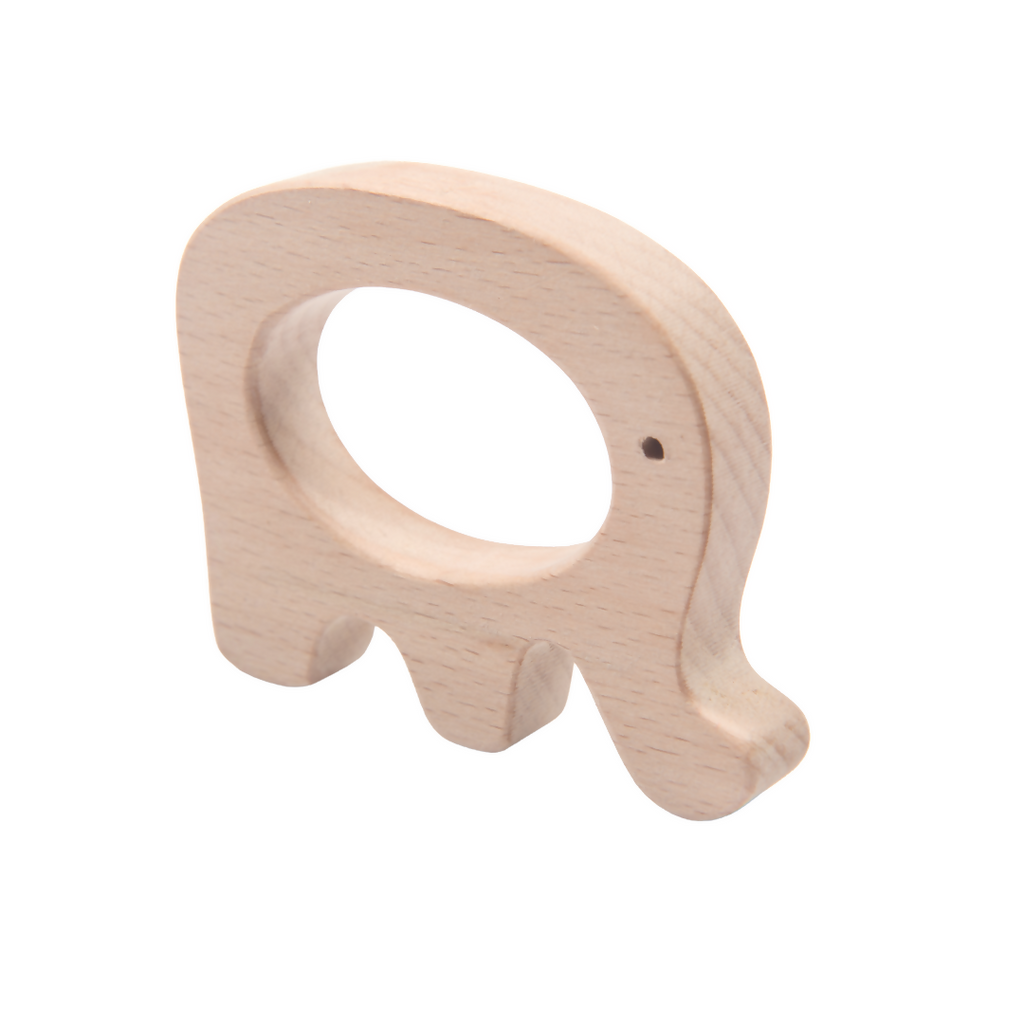Nesta Toys Wooden Car & Elefant Teether Set, Beech Wood Teether for Babies | Grocsy