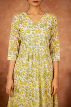 Joban Fashion Yellow Hand Block Printed Cotton Suit Set | Grocsy