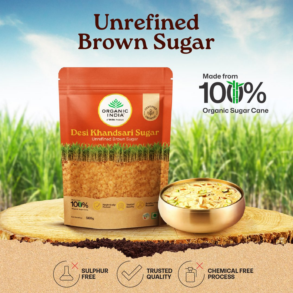 Organic India Desi Khandsari Sugar (Unrefined Brown Sugar) | Grocsy