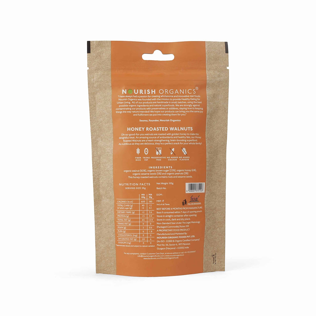 Nourish Organics Honey Roasted Walnuts | Grocsy