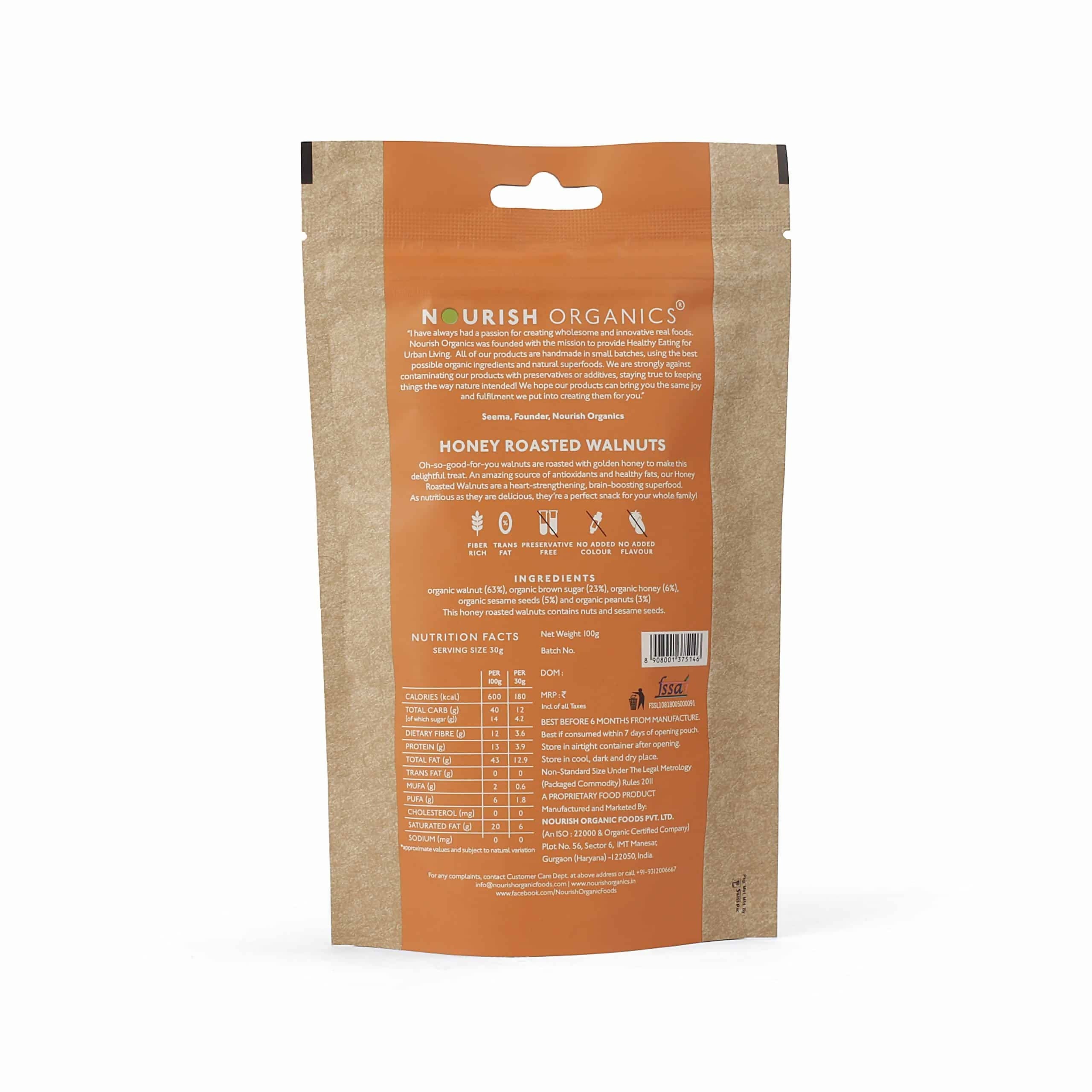 Nourish Organics Honey Roasted Walnuts | Grocsy