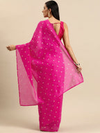 Ahalyaa Women's Traditional Semi Stitch Saree - Fuchsia | Grocsy