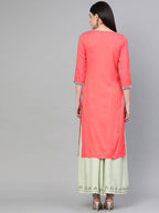 Yufta Women Pink Quirky Embroidered Straight Kurta | Grocsy