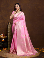 Vedant Vastram Banarasi Silk Fashion Saree - Pink | Grocsy