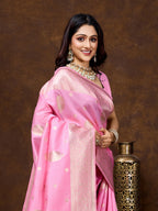 Vedant Vastram Banarasi Silk Fashion Saree - Pink | Grocsy