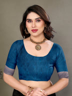 Vedant Vastram Litchi Silk Banarasi Silk Saree - Rama | Grocsy