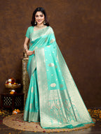 Vedant Vastram Banarasi Silk Fashion Saree - Seegreen | Grocsy