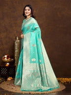 Vedant Vastram Banarasi Silk Fashion Saree - Seegreen | Grocsy