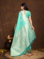 Vedant Vastram Banarasi Silk Fashion Saree - Seegreen | Grocsy