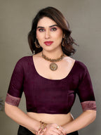 Vedant Vastram Litchi Silk Banarasi Silk Saree - Wine | Grocsy
