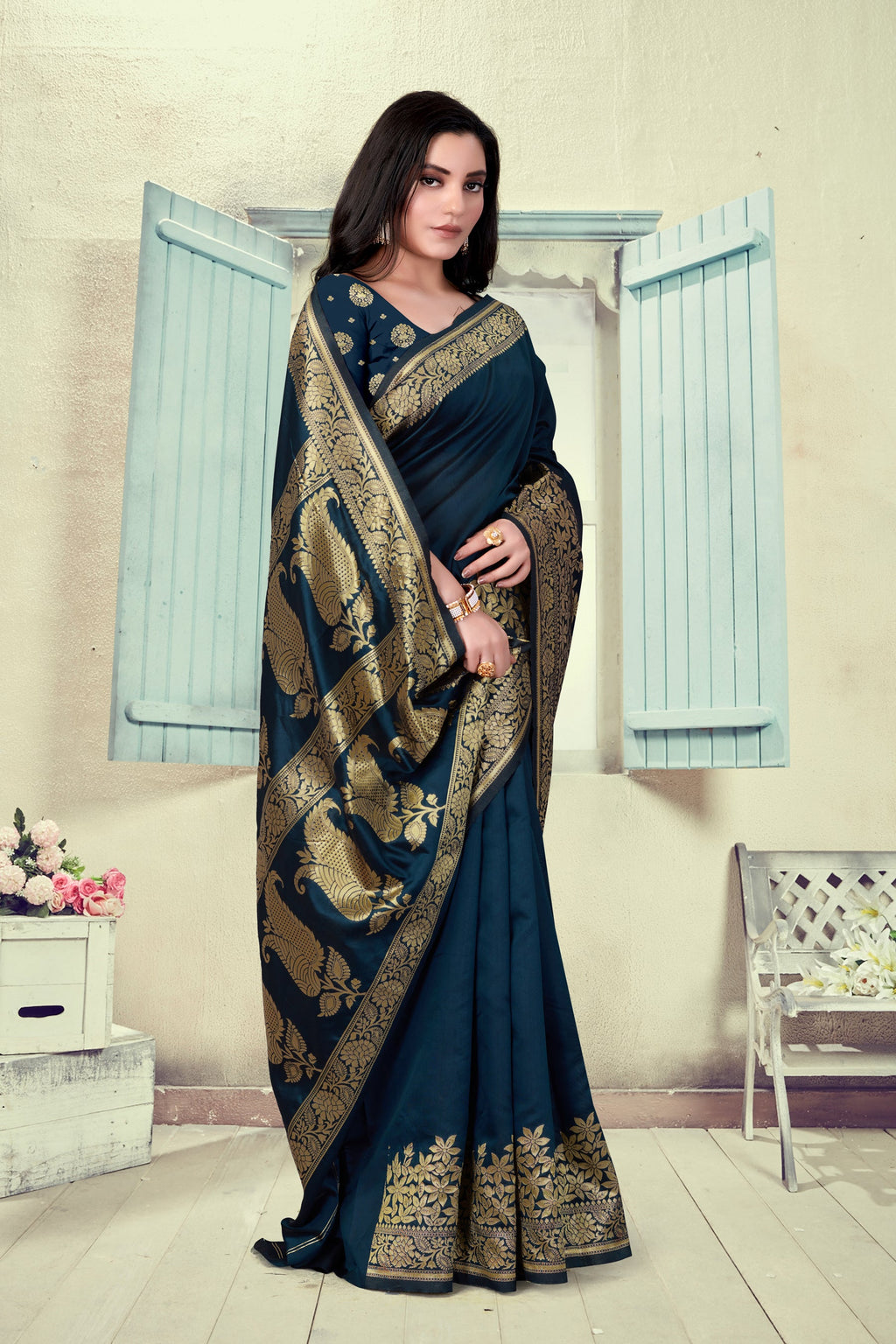 Vedant Vastram Litchi Silk Designer Banarasi Saree - Morpich | Grocsy