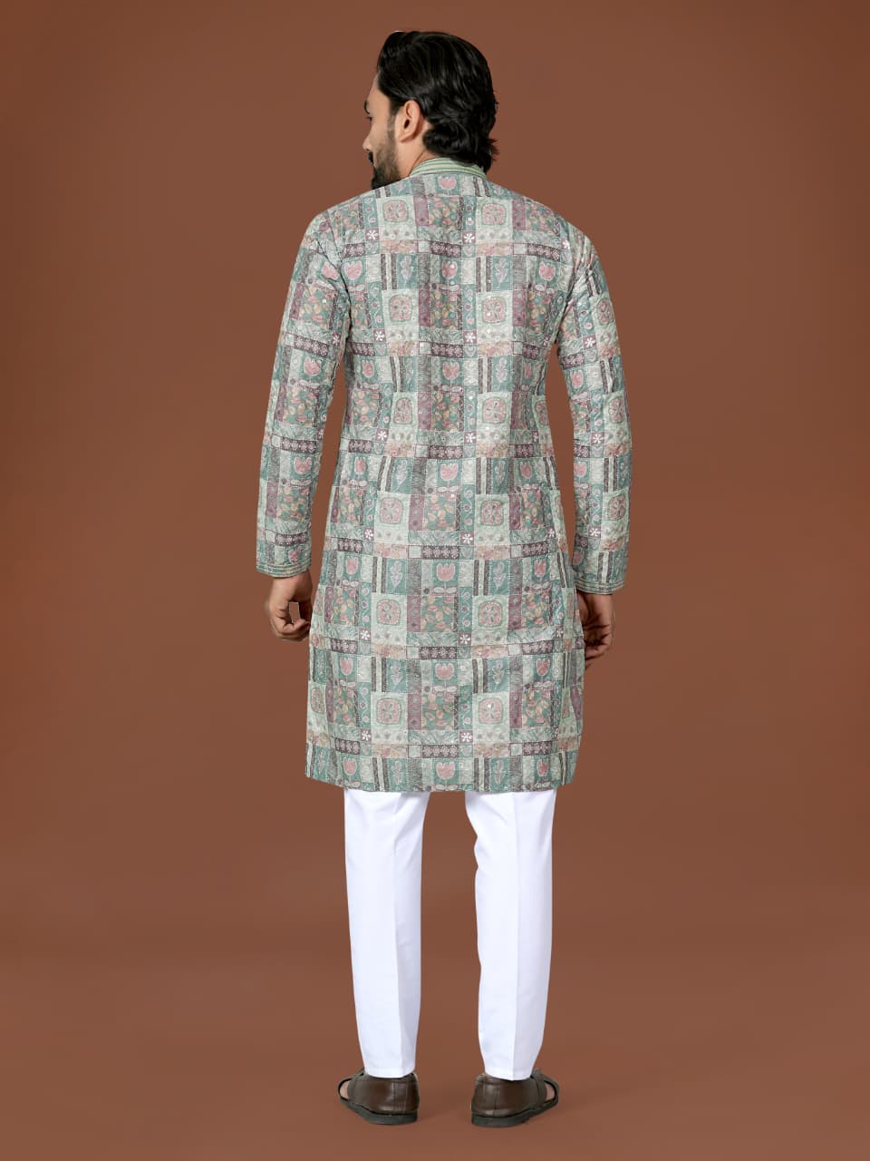 Anaita Mehendi Lucknowi Silk Straight Kurta | Grocsy