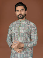 Anaita Mehendi Lucknowi Silk Straight Kurta | Grocsy