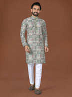 Anaita Mehendi Lucknowi Silk Straight Kurta | Grocsy
