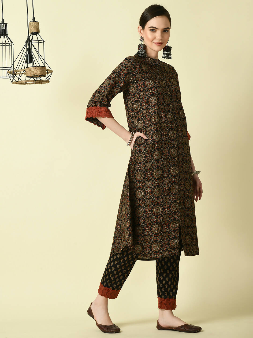 Myshka Women's Multi A-Line Kurta & Trousers | Grocsy