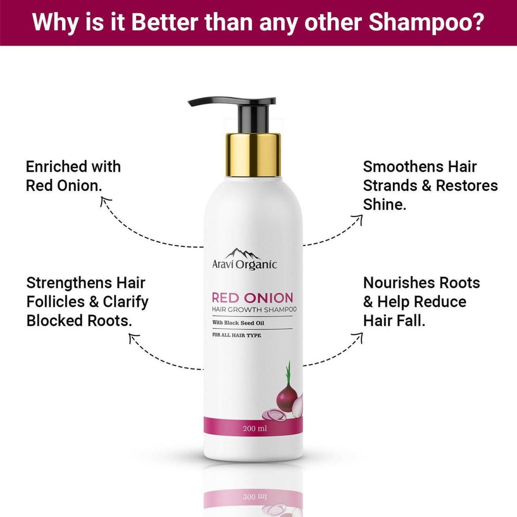 Aravi Organic Onion Hair Shampoo for Hair Growth and Hair Fall Control | Grocsy