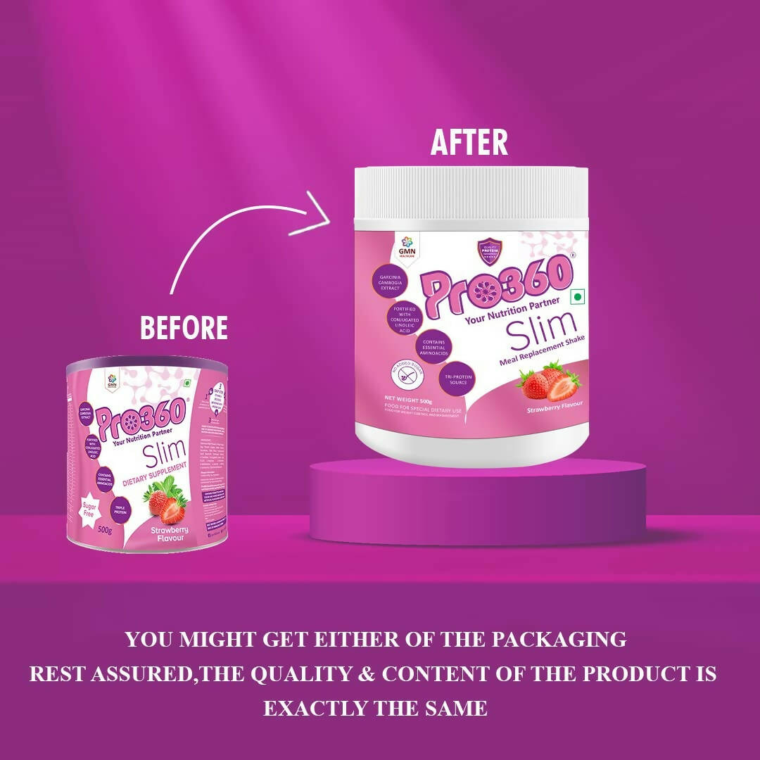 Pro360 Slim Weight Management Meal Replacement Protein Shake (Strawberry Flavour) | Grocsy