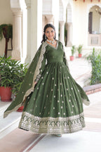 Joban Fashion Green Readymade Kurta Set With Sequence embroidery Work | Grocsy
