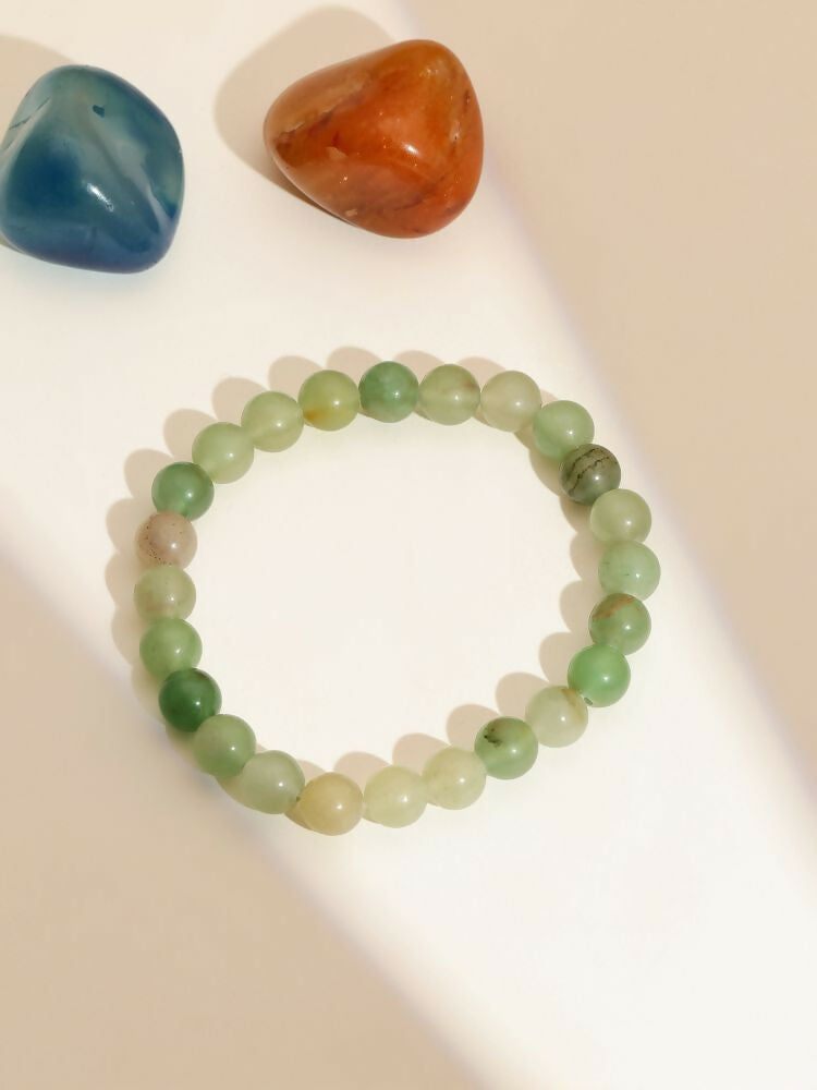 Green Avanturine Beads Elastic Bracelet - Ruby Raang | Grocsy