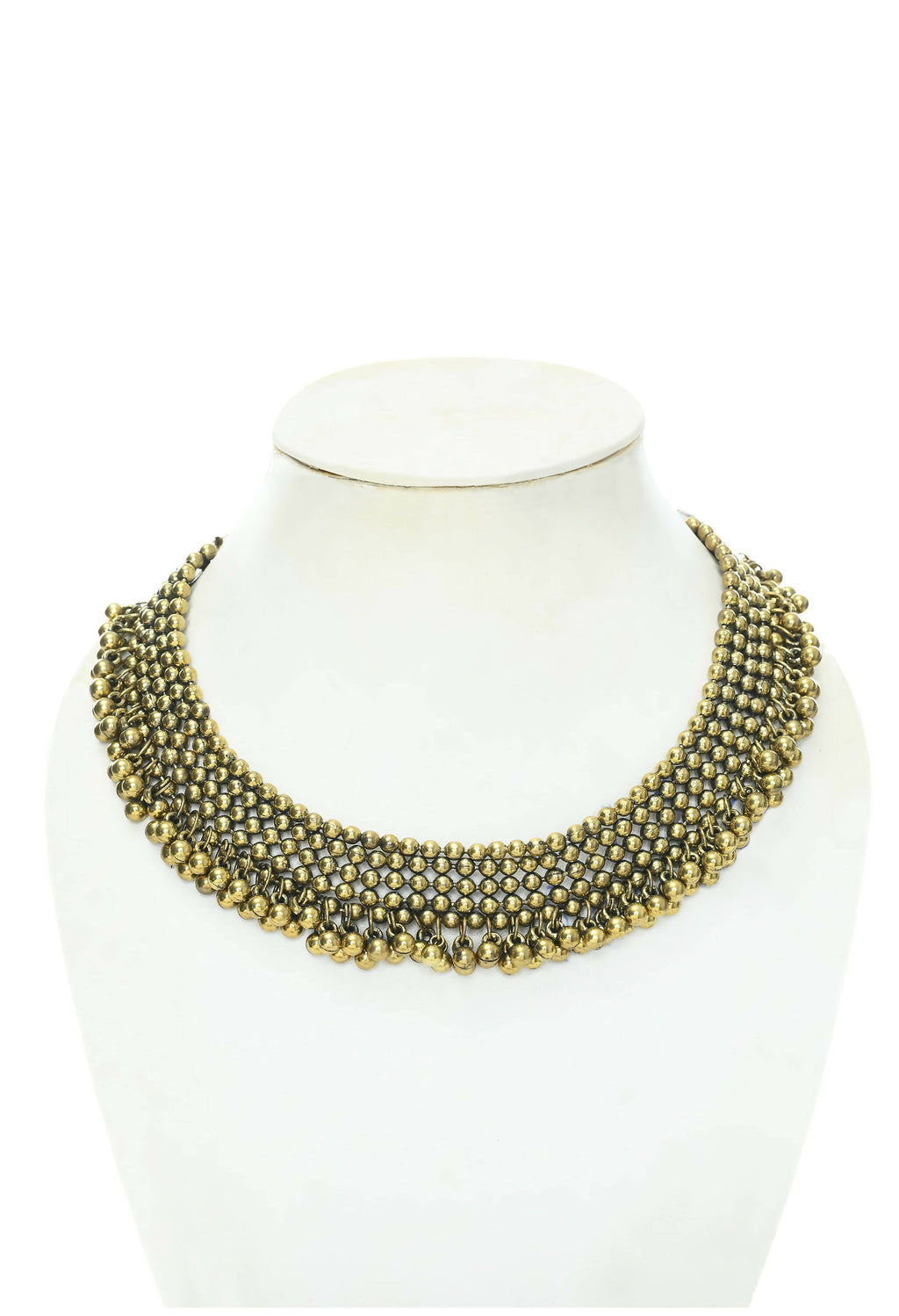 Mominos Fashion Johar Kamal Oxidised Gold-Polished Brass Finish Ghungroo Design Choker Set | Grocsy