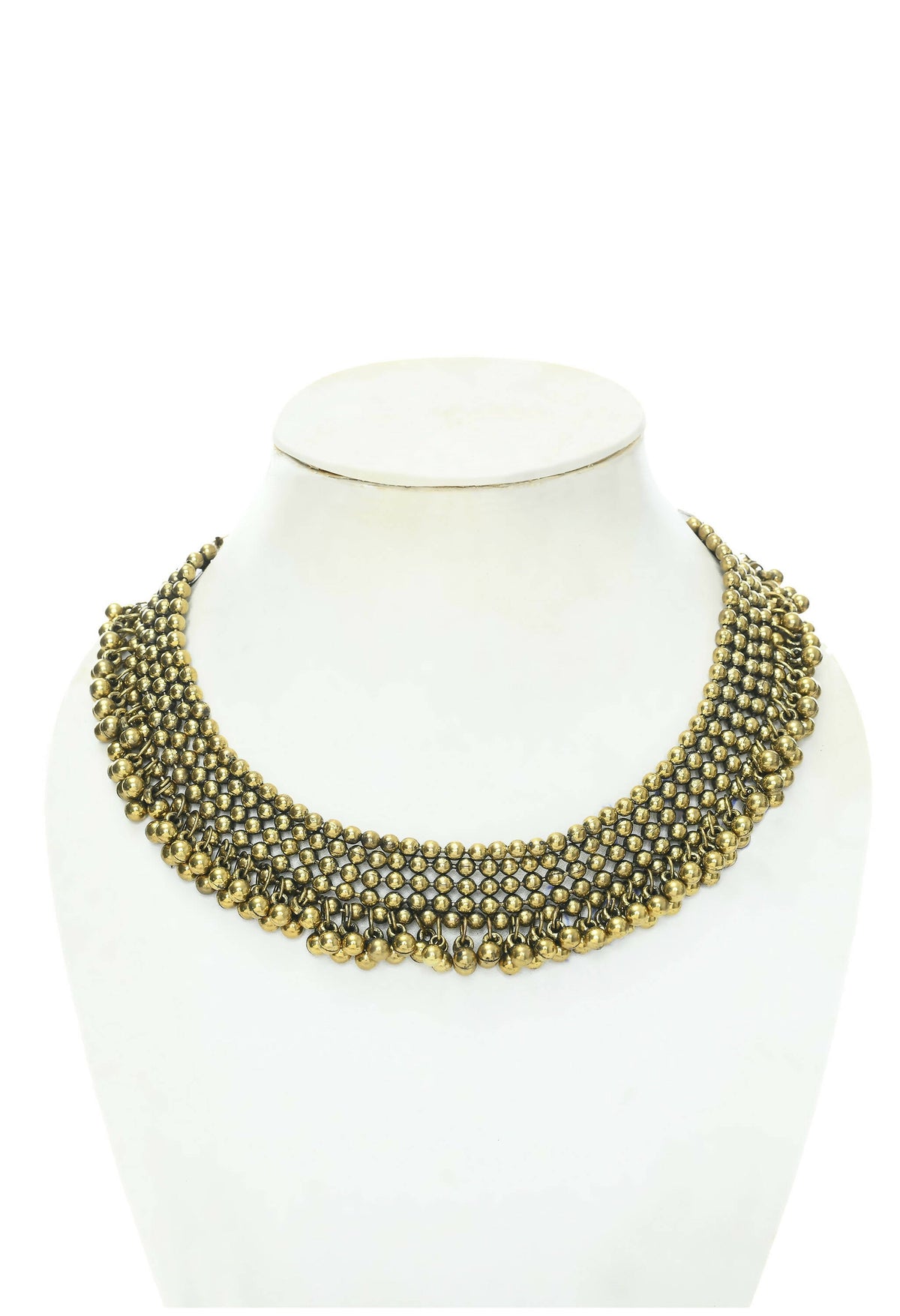 Mominos Fashion Johar Kamal Oxidised Gold-Polished Brass Finish Ghungroo Design Choker Set | Grocsy