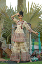 Juniper Women Cream Cambric Printed A-Line Tunic | Grocsy