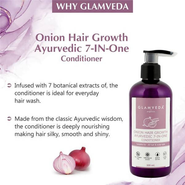Glamveda Onion 7 In One Ayurvedic Hair Growth Conditioner | Grocsy
