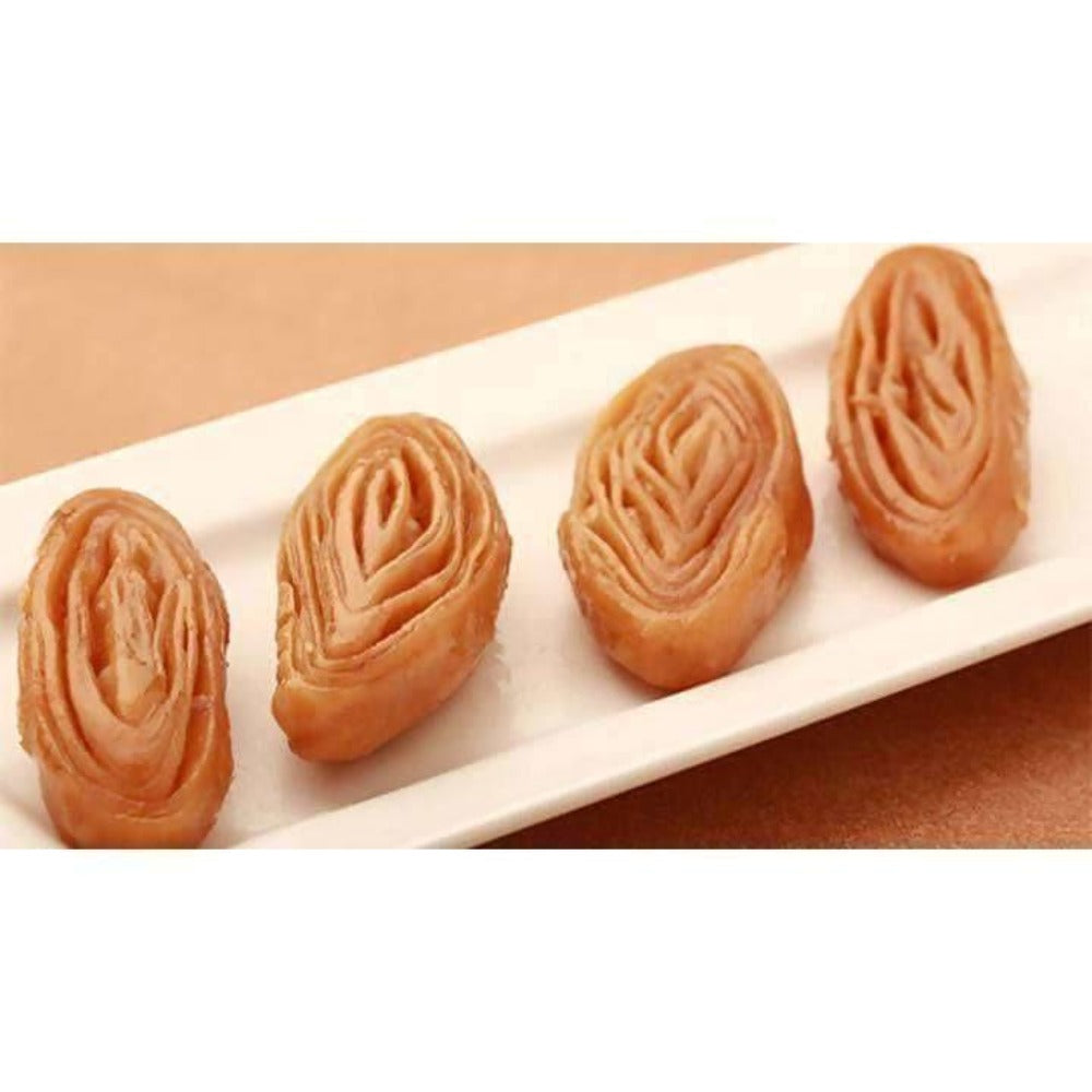Vellanki Foods Tapeswaram Kaja/Madatha Kaja/Khaja (Ghee) | Authentic Indian Sweets | Grocsy