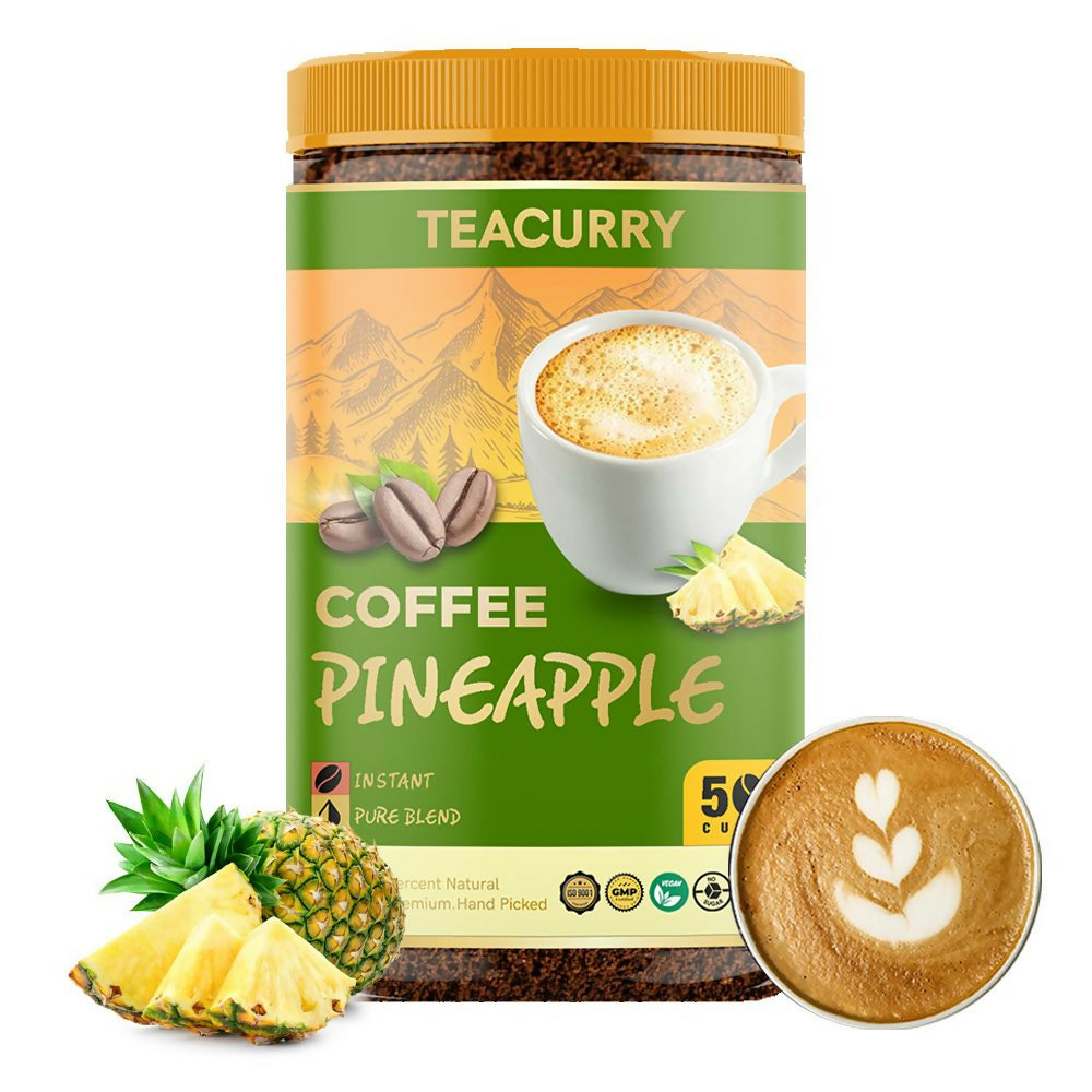 Teacurry Pineapple Instant Coffee Powder - Arabica Freeze Dried Coffee for Instant Hot & Cold Coffee | Grocsy