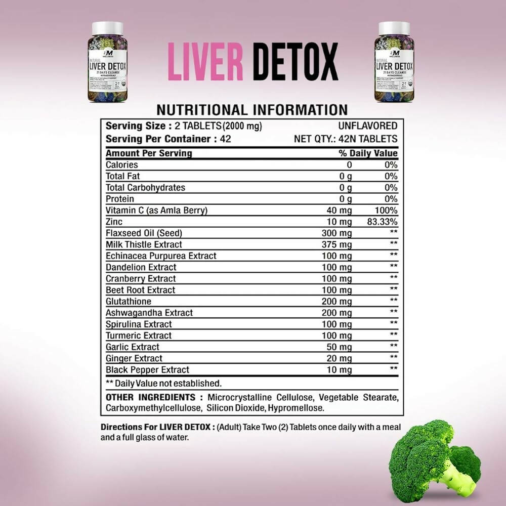 BM Wellness Natural Liver Detox Tablets | Grocsy