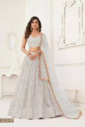 Aastha Fashion Off White Butterfly Net Tone To Tone Thread Work, Sequence Work And Original Mirror Work Embroidery Wedding Wear Lehenga Choli | Grocsy