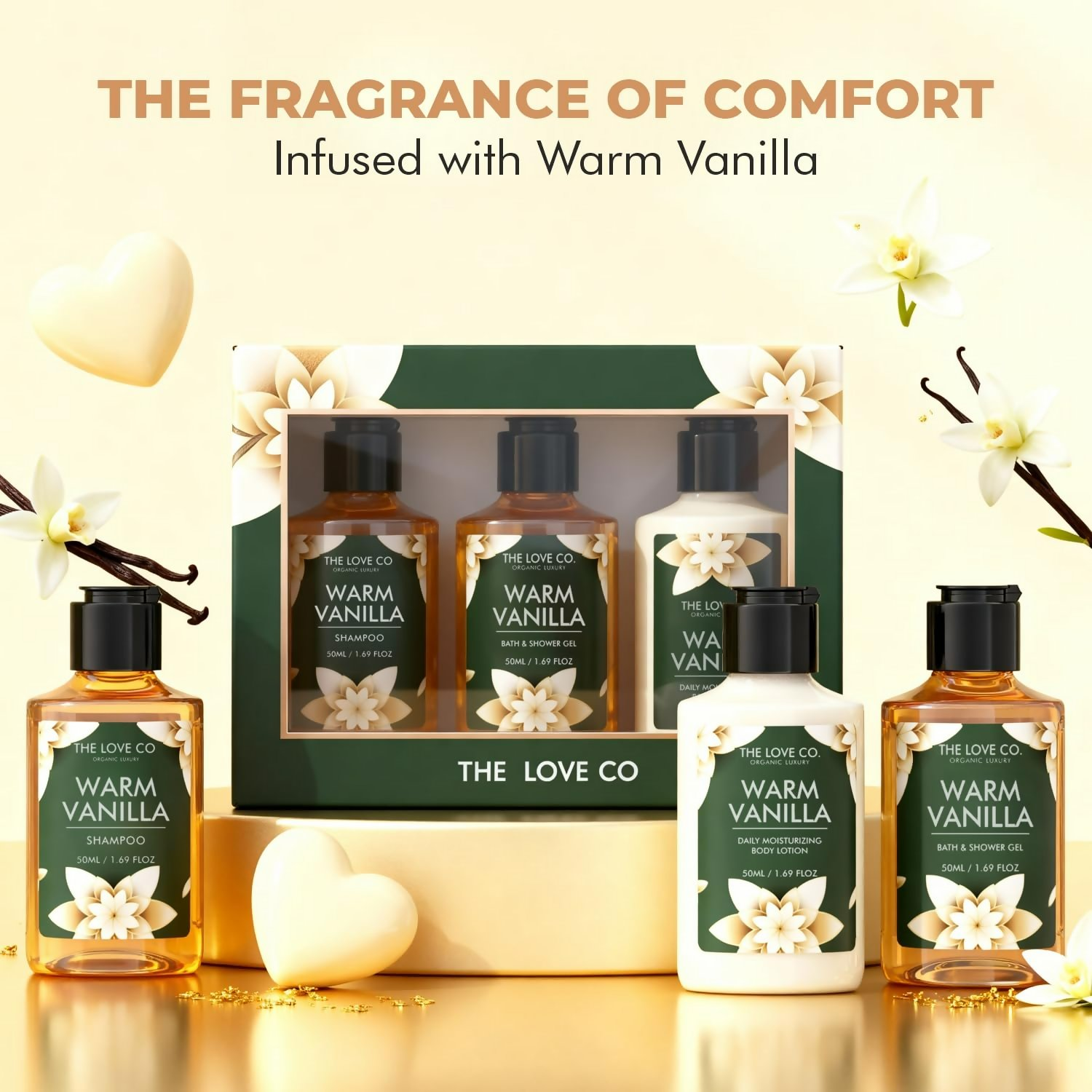 The Love Co. Warm Vanilla Bath & Body Gift Set Kit | Grocsy
