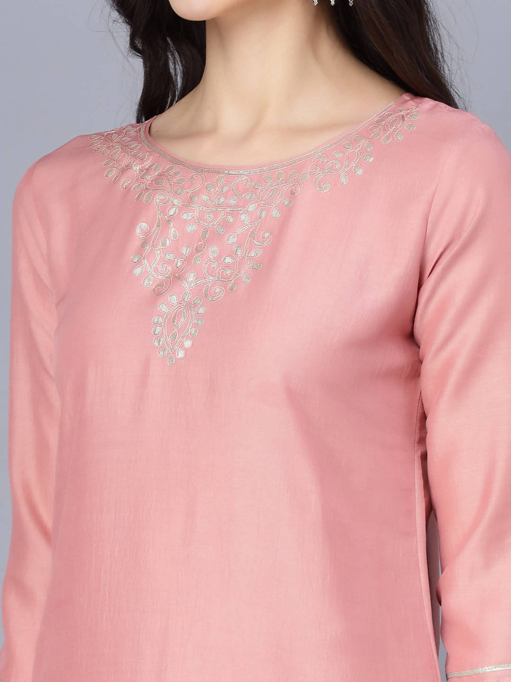 Myshka Women Peach-Coloured Layered Kurta with Trousers With Dupatta | Grocsy