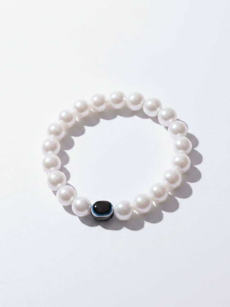 NVR Black Evil Eye White Bracelet for Men & Women | Grocsy