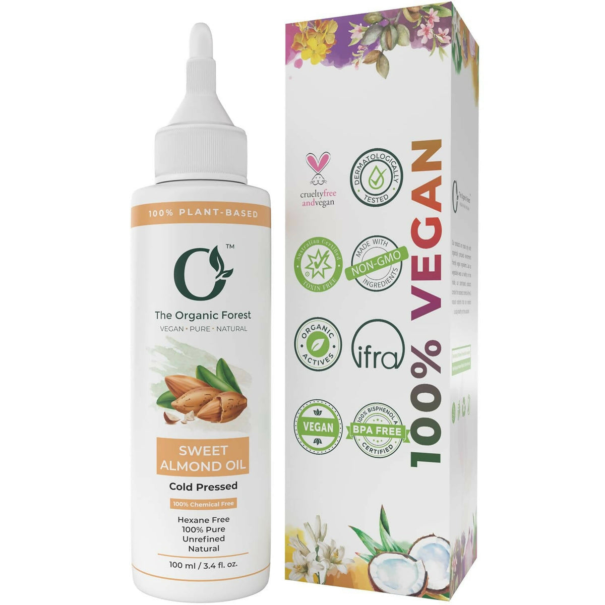 The Organic Forest Sweet Almond Oil For Skin, Face, Hair | Grocsy