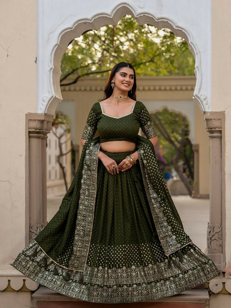 Lehenga Mart Mehendi Green Designer Wedding Wear Lehenga Choli | Grocsy