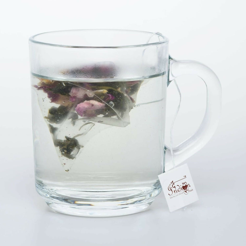 The Indian Chai - Rose Green Tea 30 Pyramid Tea Bags | Grocsy